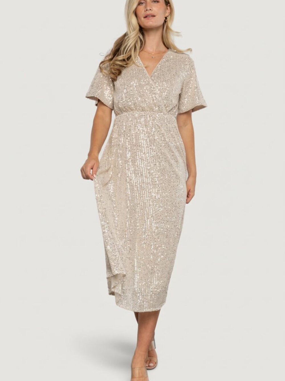 Baltic Born Mayfair Sequin Midi Dress | Champagne Size SS